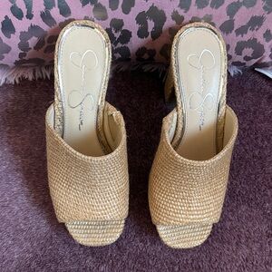 Jessica Simpson Women's Woven Tan Mules